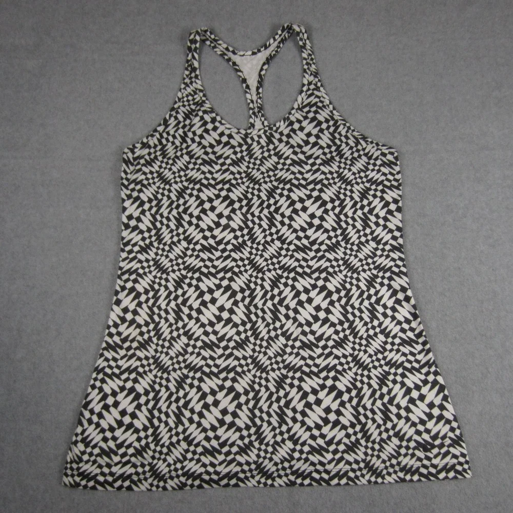 Nike Dri-FIT Tank Top Womens Medium Black White Geometric Racerback Workout M